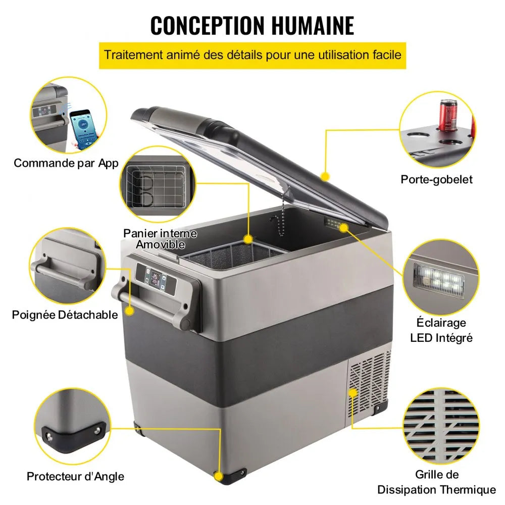 Mini Réfrigérateur Frigo 55L Portable pour Voiture